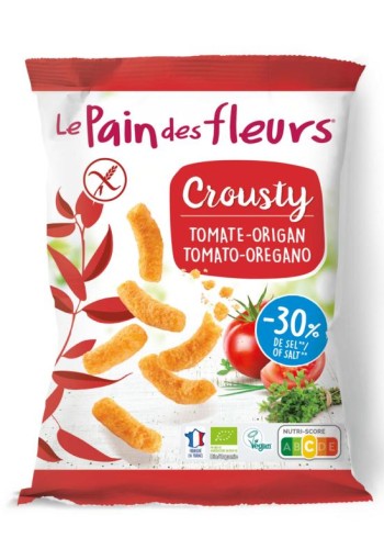 Pain Des Fleurs Chips gepoft tomaat basilicum glutenvrij bio vegan (75 Gram)