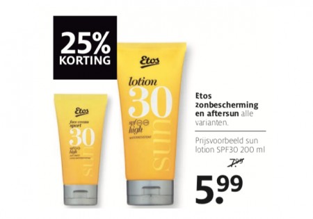 Etos zonbescherming en aftersun alle varianten.