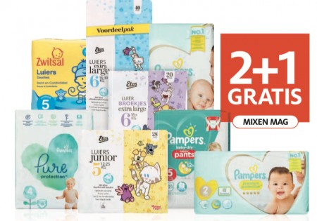 Alle luiers 25 % korting, combineren mogelijk. ( m.u.v. Pampers megapakken en Naty luiers )