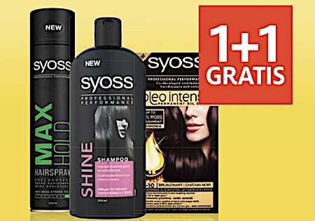 Syoss haarverzorging, -kleuring en styling alle varianten, combineren mogelijk.50 % korting.