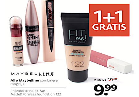 Alle Maybelline 50 % Korting combineren mogelijk.