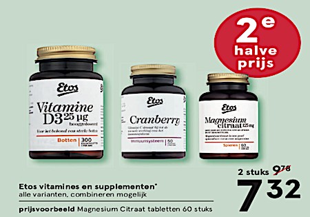 Etos vitamines* alle varianten, combineren mogelijk. Nu met 25% Korting