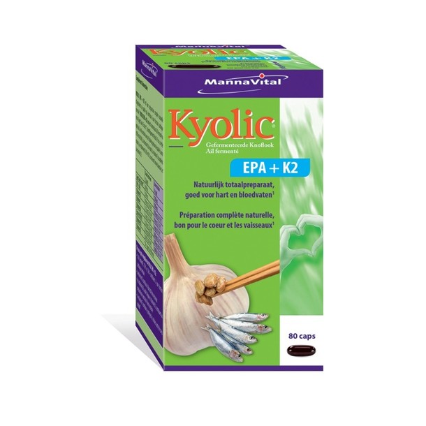 Mannavital Kyolic EPA & K2 (80 Vegetarische capsules)