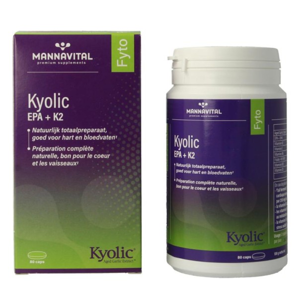 Mannavital Kyolic EPA & K2 (80 Vegetarische capsules)