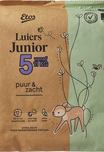 Etos Luiers Junior Puur & Zacht Mt 5 ( 22 stuks )