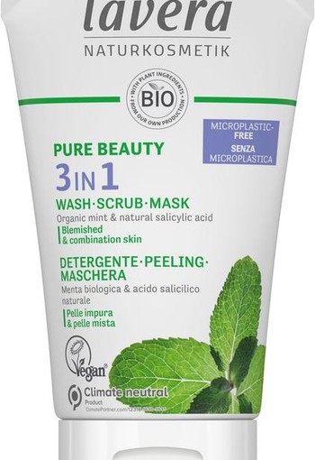 Lavera Pure Beauty 3-in-1 reiniger - peeling - masker (125 Milliliter)