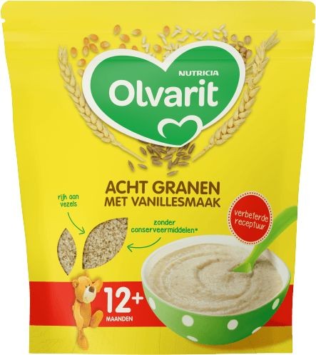 Olvarit Ontbijtpap 8 granen vanille 12+ maanden (250 Gram)