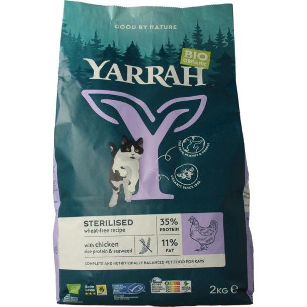 Yarrah Kattenvoer voor gesteriliseerde kat wheat-free bio (2000 Gram)