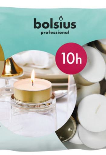 Bolsius Horeca maxi waxine lichten 10uur wit (50 Stuks)