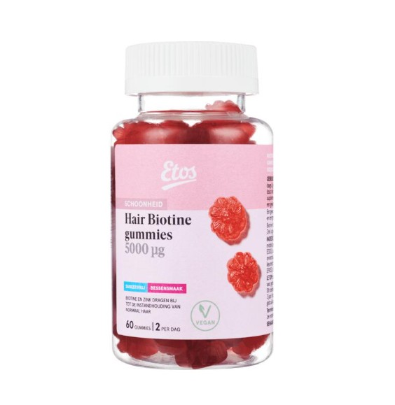 Etos Hair Biotine gummies 5000μg 60 stuks