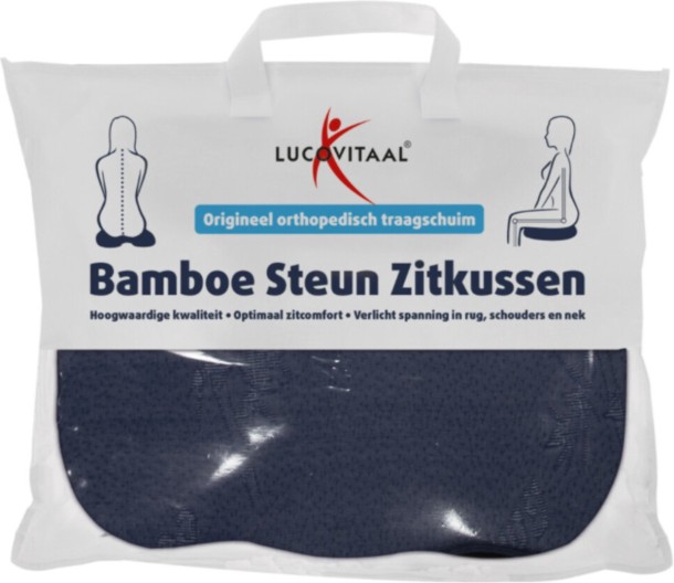 Lucovitaal Bamboe steun zitkussen blauw (1 Stuks)