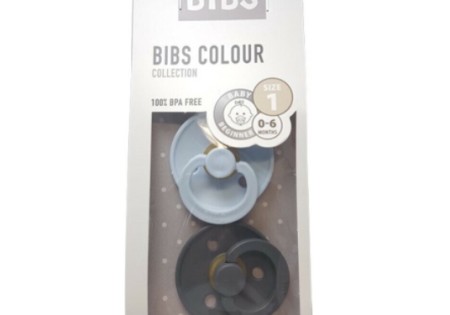 Bibs Fopspeen maat 1 iron/baby blue 2 pack (2 Stuks)