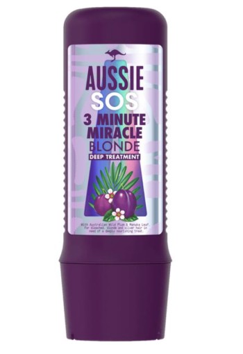 Aussie SOS 3 Minute Miracle Blonde Vegan Intensieve Verzorging Haarmasker voor Blond Haar 225 ML