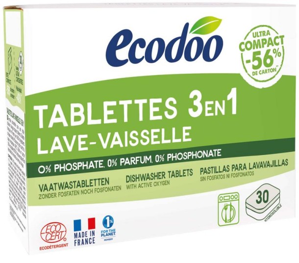 Ecodoo Vaatwastabletten 3-in-1 geconcentreerd eco (30 Stuks)