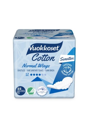Vuokkoset Maandverband normaal wings organisch katoen (12 Stuks)