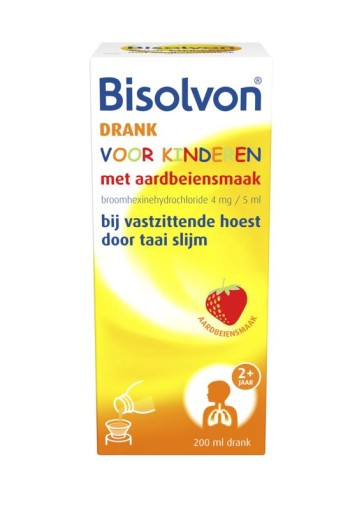 Bisolvon Drank kind aardbei (200 ml)