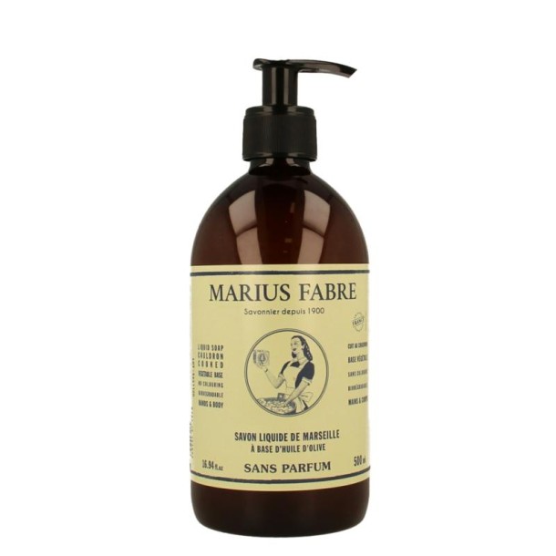 Marius Fabre Nature Marseille zeep zonder parfum met pomp (500 Milliliter)