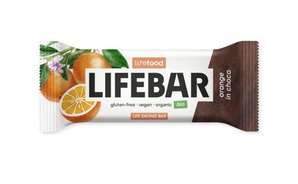 Lifefood Lifebar inchoco sinaasappel bio raw (40 Gram)