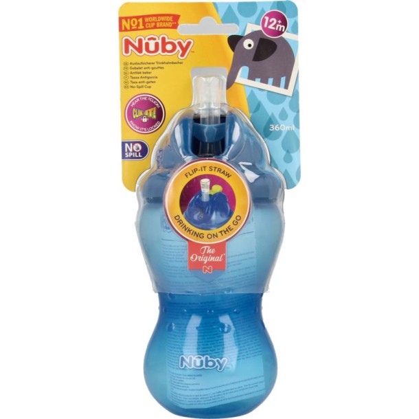 Nuby Flip it 360ml 12+ maanden blauw (1 Stuks)