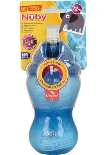 Nuby Flip it 360ml 12+ maanden blauw (1 Stuks)