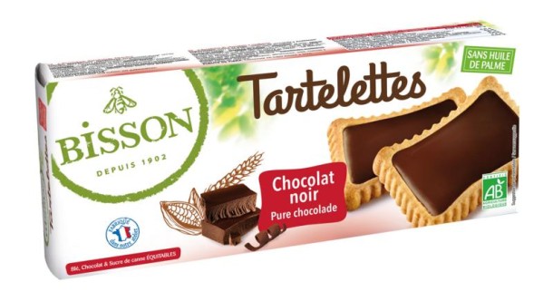 Bisson Tartelettes koekjes met pure chocolade bio (150 Gram)
