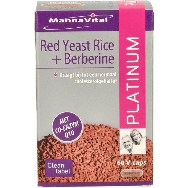 Mannavital Rode rijst + berberine platinum (60 Vegetarische capsules)