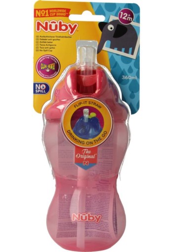 Nuby Flip it 360ml 12+ maanden roze (1 Stuks)