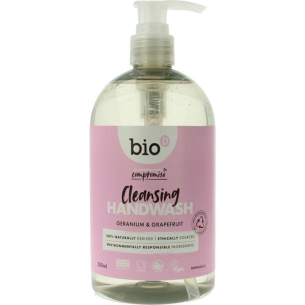 Bio-D Handzeep vloeibaar geranium & grapefruit (500 Milliliter)