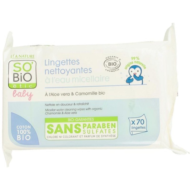 So Bio Etic Baby wipes micellair (70 Stuks)