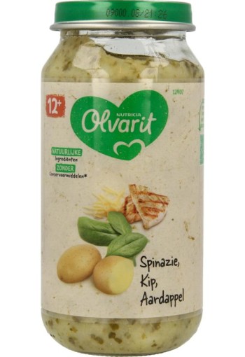 Olvarit Spinazie kip aardappel 12M07 (250 Gram)