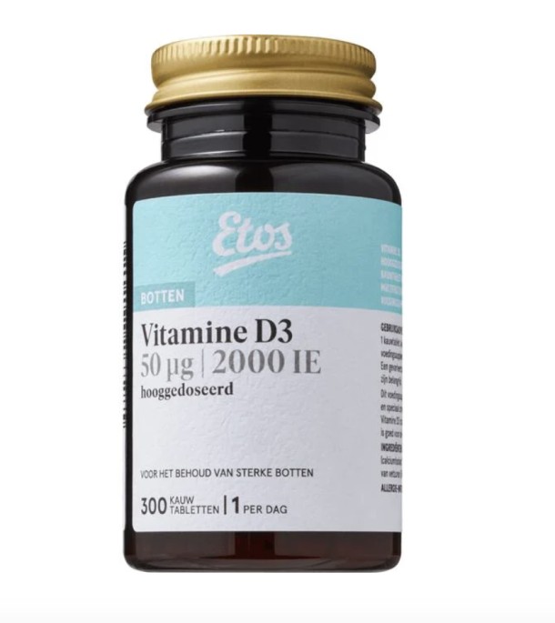 Etos Vitamine D3 50 ug Kauwtabletten  300 stuks