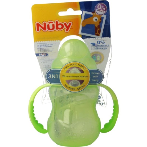 Nuby Trainingsfles anti lekspeen en anti lektuit 0+ (1 Stuks)