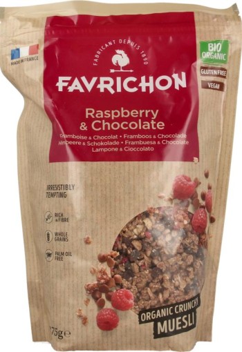 Favrichon Framboos & chocolade crunchy muesli (375 Gram)