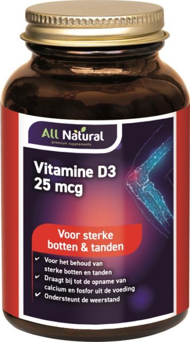 All Natural Vitamine D3 25mcg (300 Capsules)