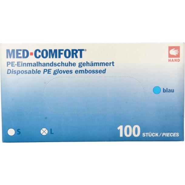 Med Comfort Handschoen PE geruwd blauw (100 Stuks)