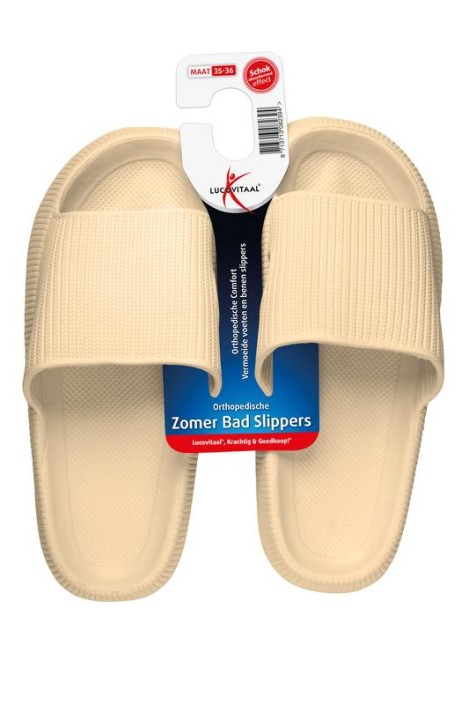 Lucovitaal Orthopedische badslipper 35-36 beige (1 Paar)