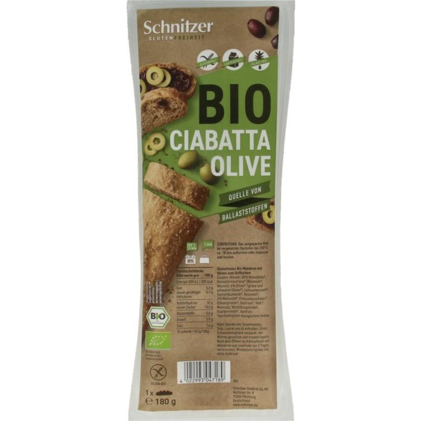 Schnitzer Ciabatta met olijven biologisch (180 Gram)