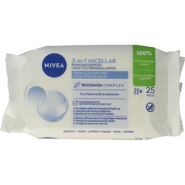 Nivea 3-in-1 verzorgende micellair reindoek (25 Stuks)