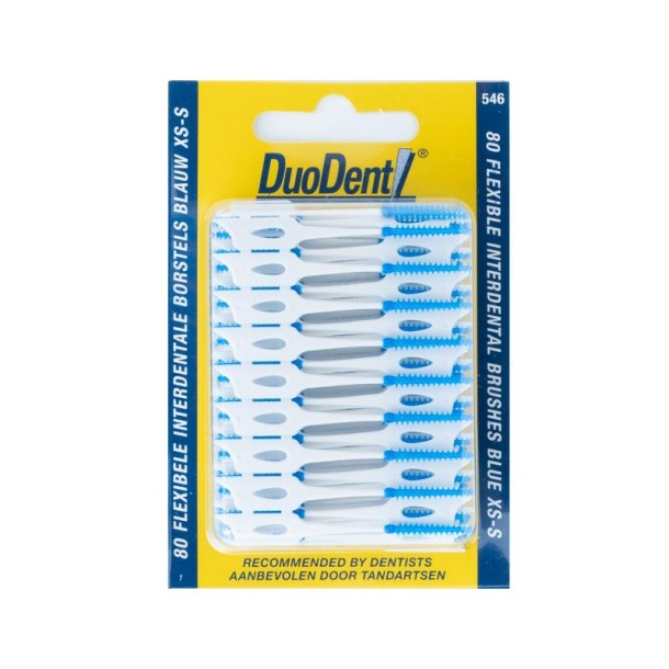 Duodent Flexibele interdentale borstels xs-s blauw (80 Stuks)