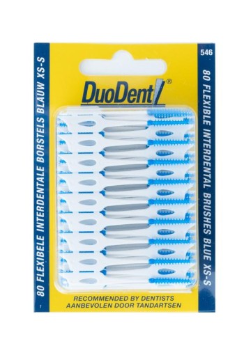 Duodent Flexibele interdentale borstels xs-s blauw (80 Stuks)