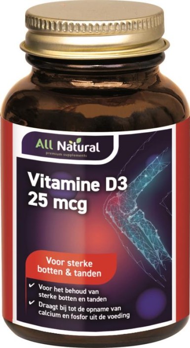 All Natural Vitamine D3 25mcg (90 Capsules)