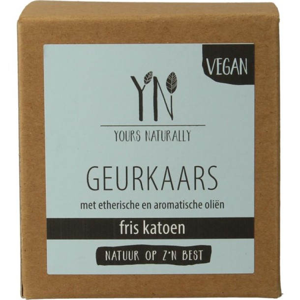 Yours Naturally Geurkaars in glas fris katoen 20cl (1 Stuks)