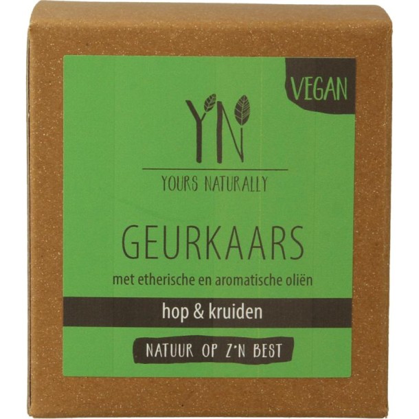 Yours Naturally Geurkaars in glas hop & kruiden 20cl (1 Stuks)