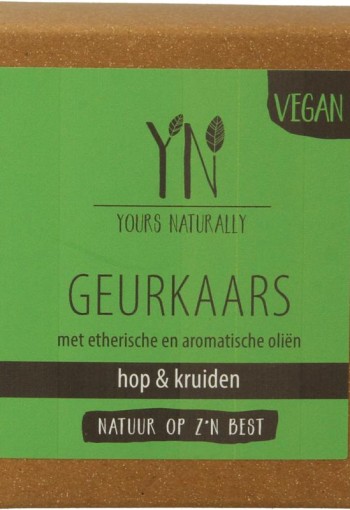 Yours Naturally Geurkaars in glas hop & kruiden 20cl (1 Stuks)