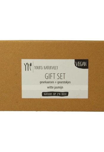 Yours Naturally Giftset 2 geurkaars&1x geurstokjes witte jasmijn (1 Set)