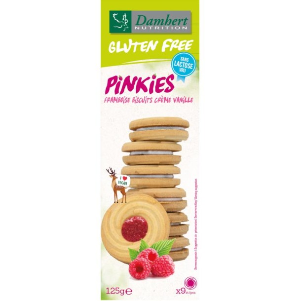 Damhert Pinkies biscuits framboos (125 Gram)