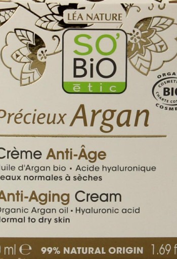 So Bio Etic Argan anti-aging day cream (50 Milliliter)