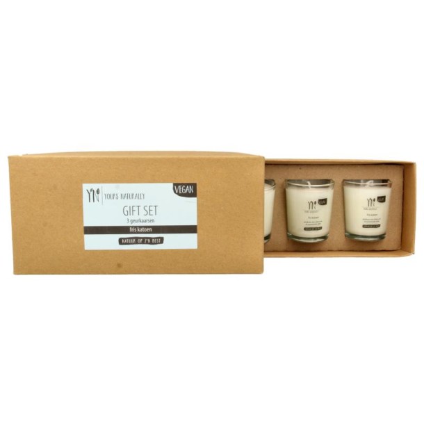 Yours Naturally Giftset 3 votive geurkaarsen fris katoen (1 Set)