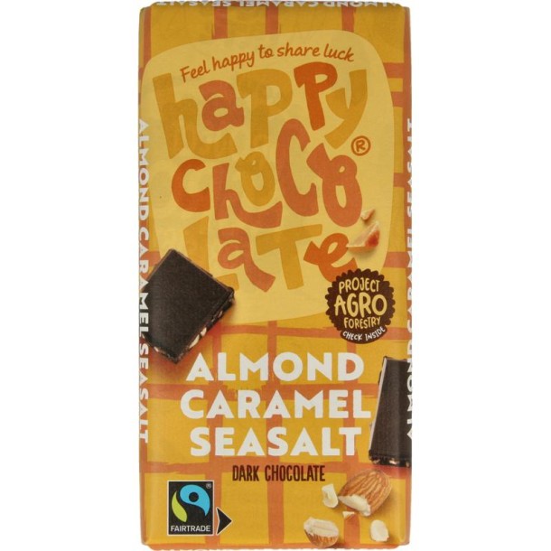 Happy Chocolate Puur amandel karamel zeezout bio (100 Gram)