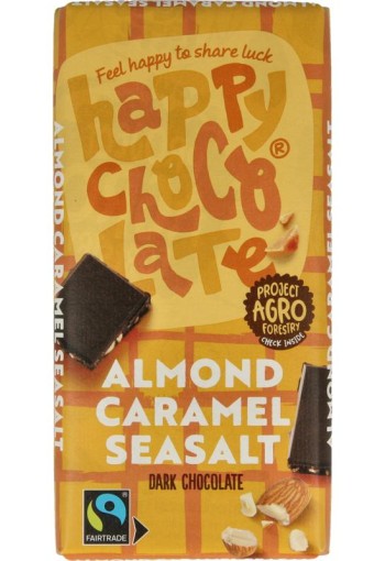 Happy Chocolate Puur amandel karamel zeezout bio (100 Gram)